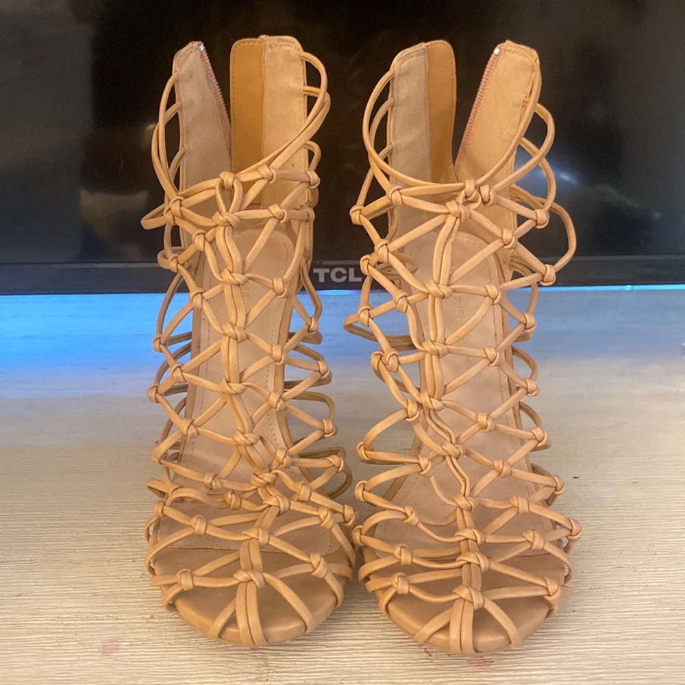 Nude cage heels